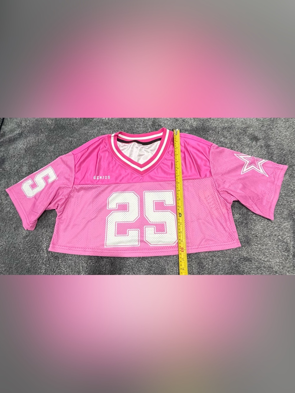 NWT❗️Pink women’s Y2K-style cropped mesh football jersey size L